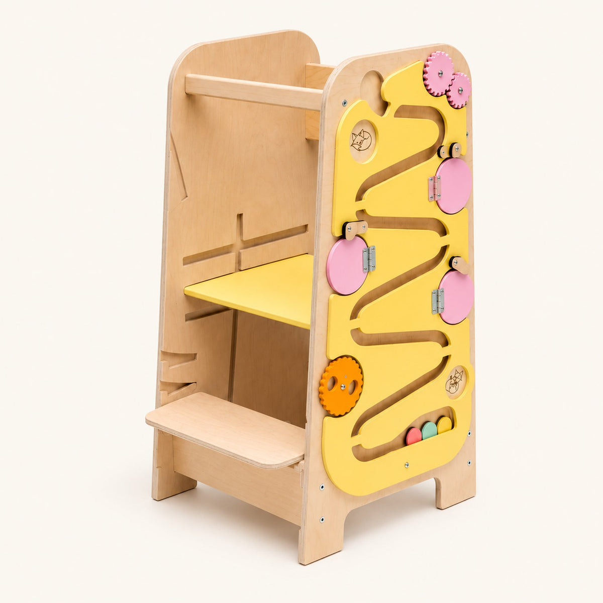 Tour d'apprentissage 5-en-1 avec busy board — bois, dès 18 mois