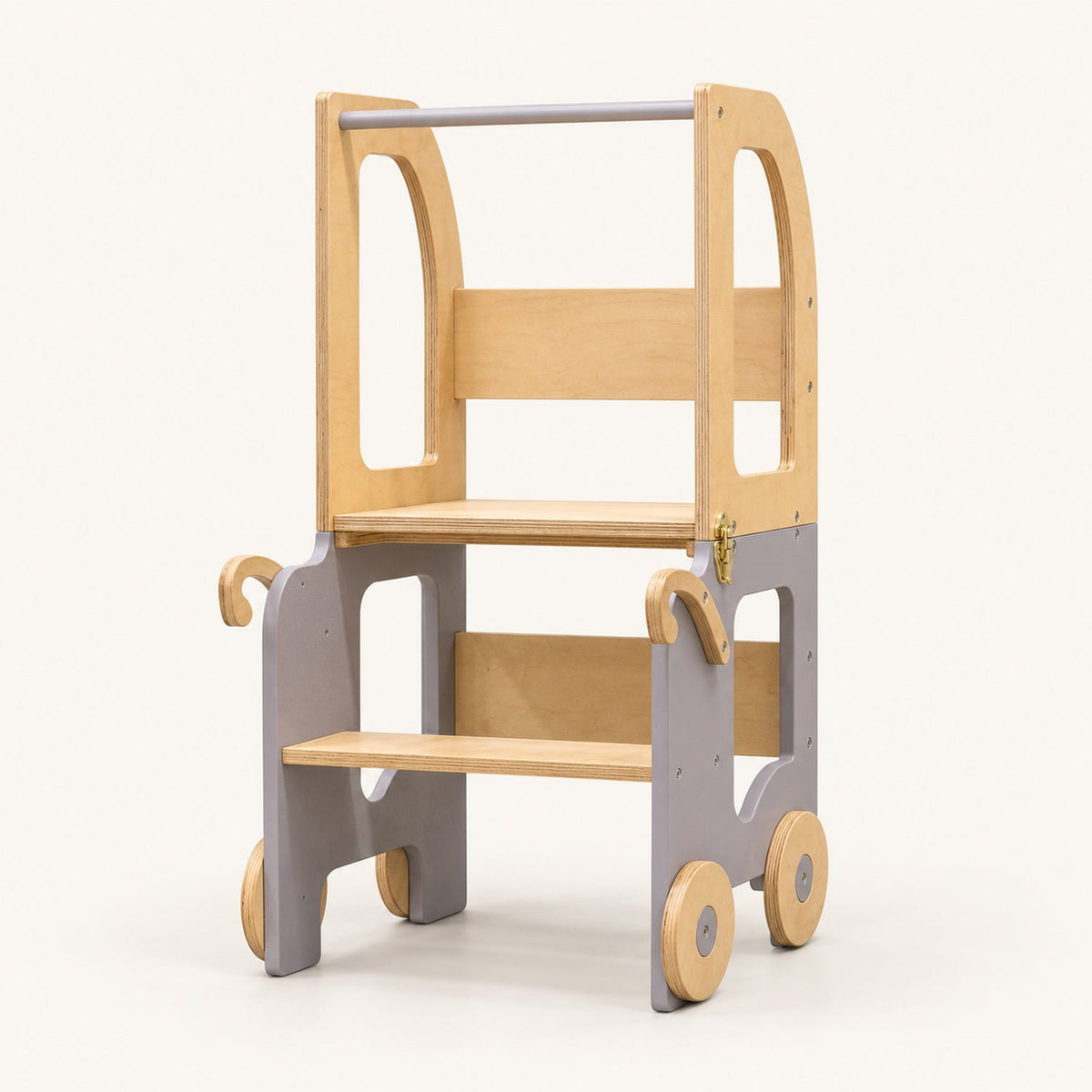 Tour d'apprentissage trolley 3-en-1 sur roulettes — bois, dès 18 mois