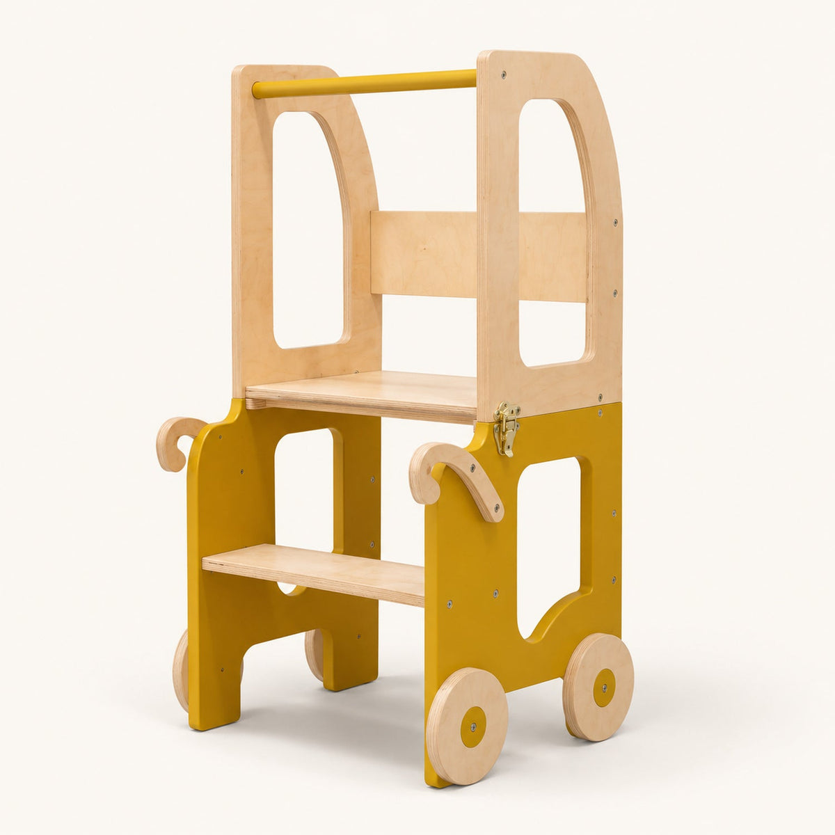 Tour d'apprentissage trolley 3-en-1 sur roulettes — bois, dès 18 mois