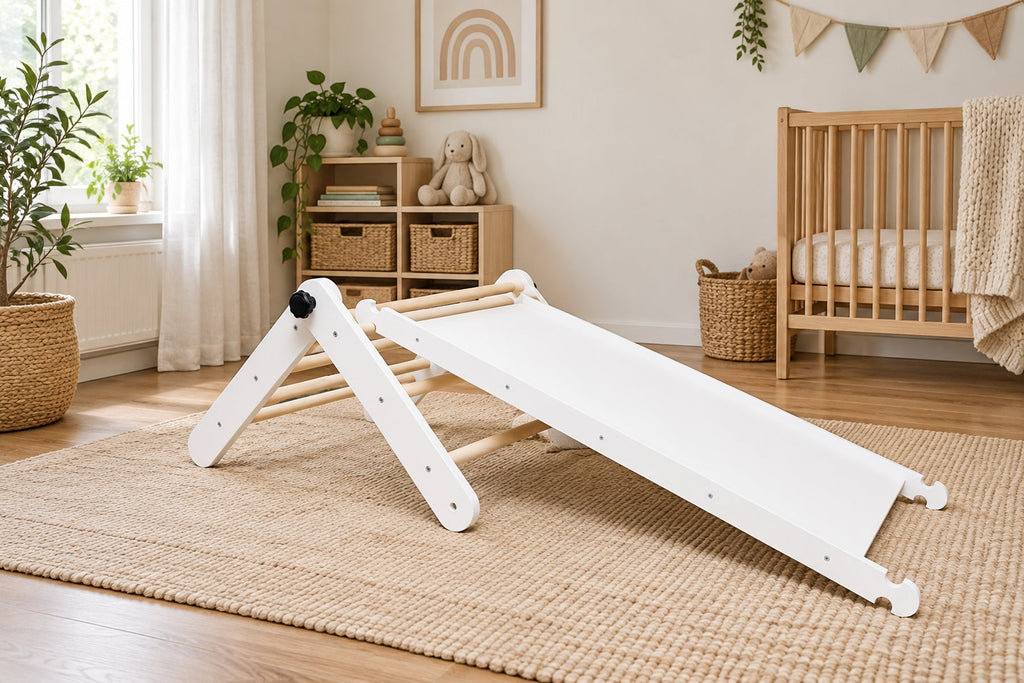 Triangle Pikler pliable en hêtre — motricité libre, dès 10 mois