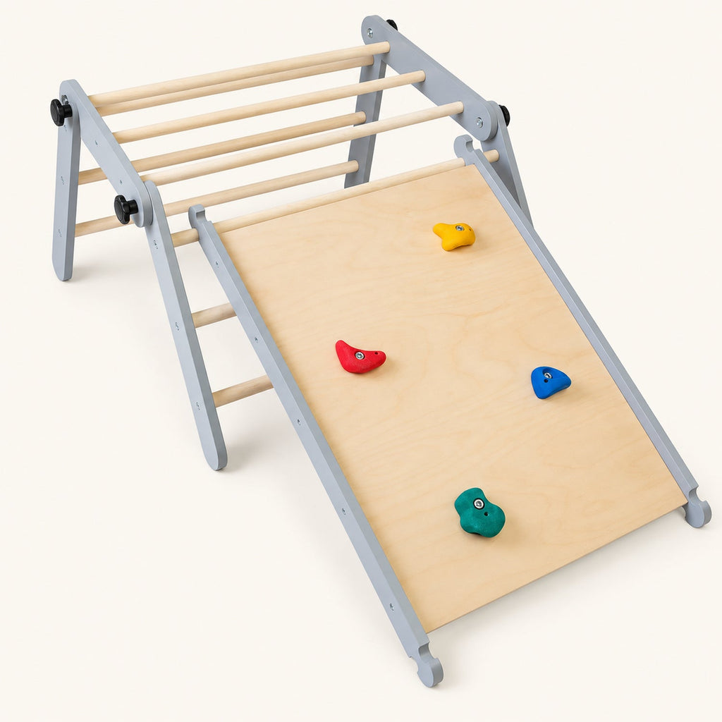 Triangle Pikler pliable en hêtre — motricité libre, dès 10 mois