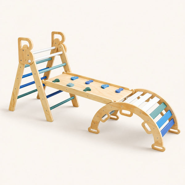 Triangle Pikler évolutif en bois — hauteur réglable 3 positions