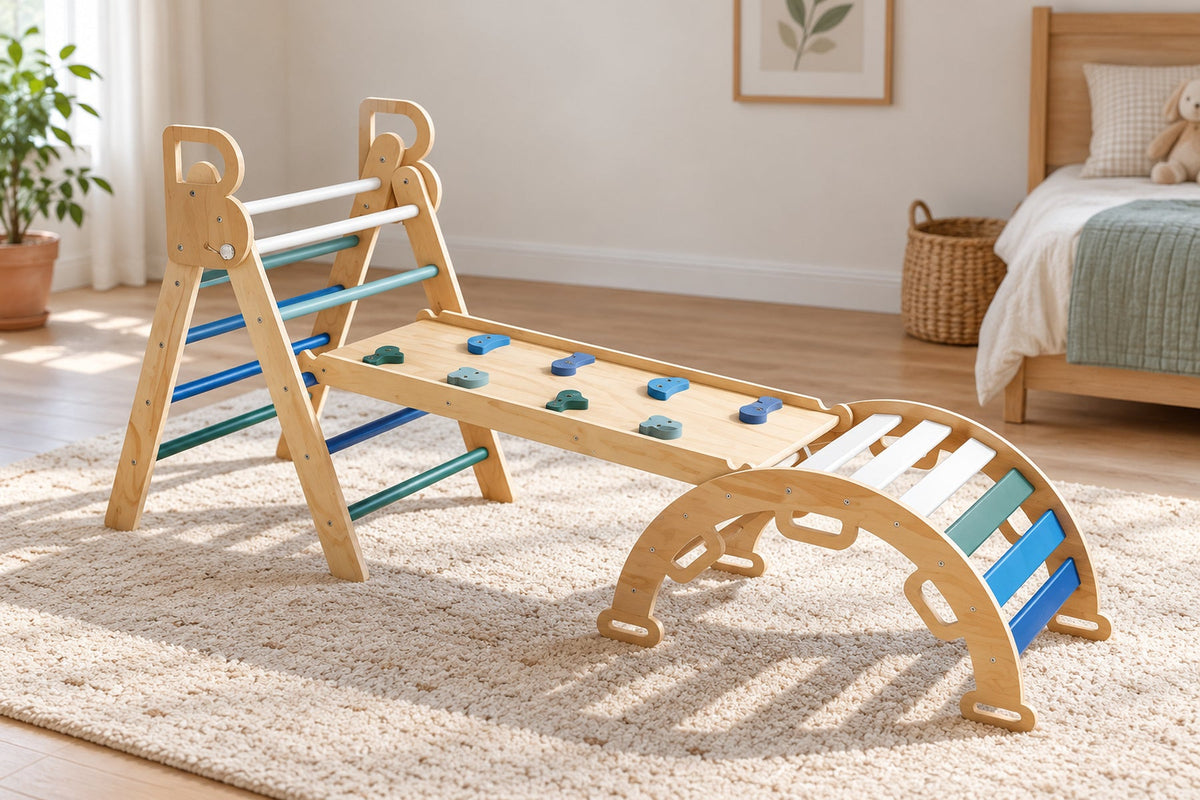 Triangle Pikler évolutif en bois — hauteur réglable 3 positions