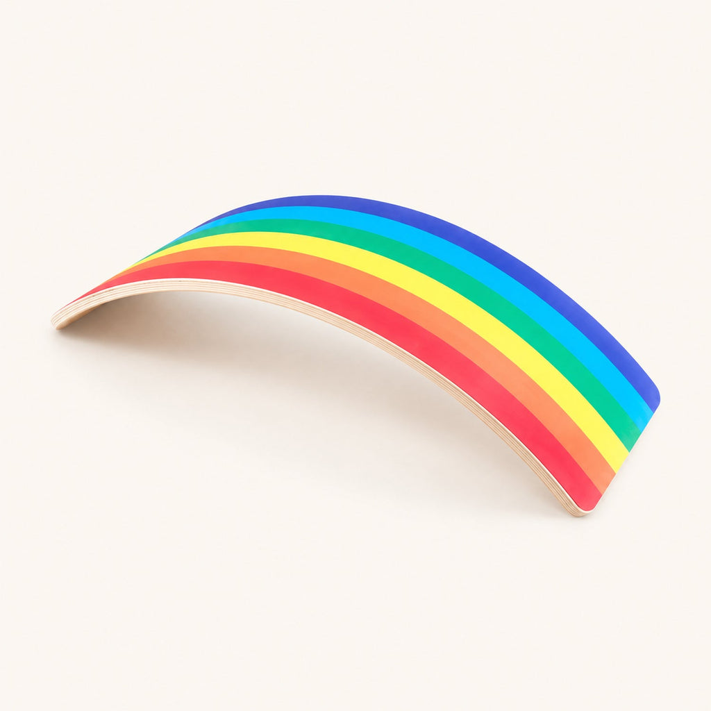 Planche d'équilibre arc-en-ciel en bois — dès 12 mois