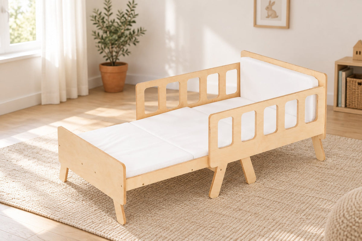 Lit Montessori évolutif 2-en-1 — lit et canapé, matelas inclus