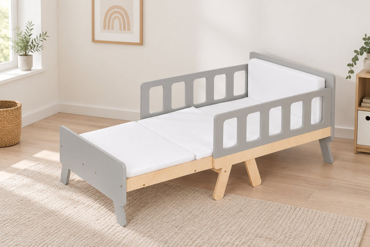 Lit Montessori évolutif 2-en-1 — lit et canapé, matelas inclus