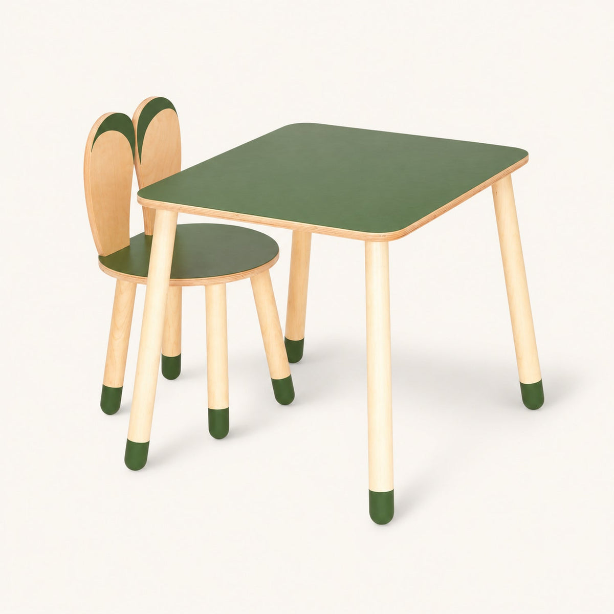 Table et 2 chaises enfant en hêtre — dès 18 mois