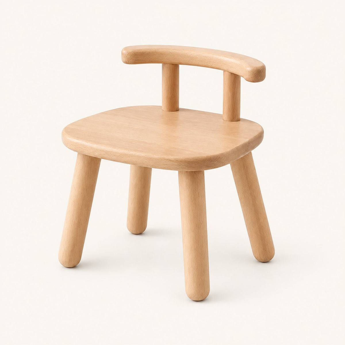 Chaise basse Montessori en hêtre avec dossier